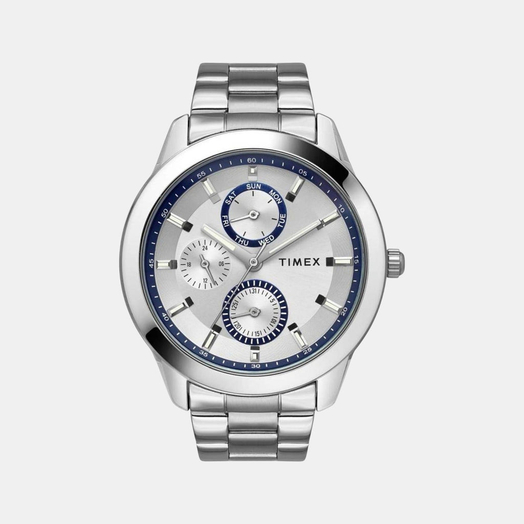 Fashion Men Quartz Silver Dial Multi-Function Stainless Steel Watch TWEG18506