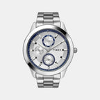 Fashion Men Quartz Silver Dial Multi-Function Stainless Steel Watch TWEG18506