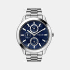 Fashion Men Quartz Blue Dial Chronograph Stainless Steel Watch TWEG18507