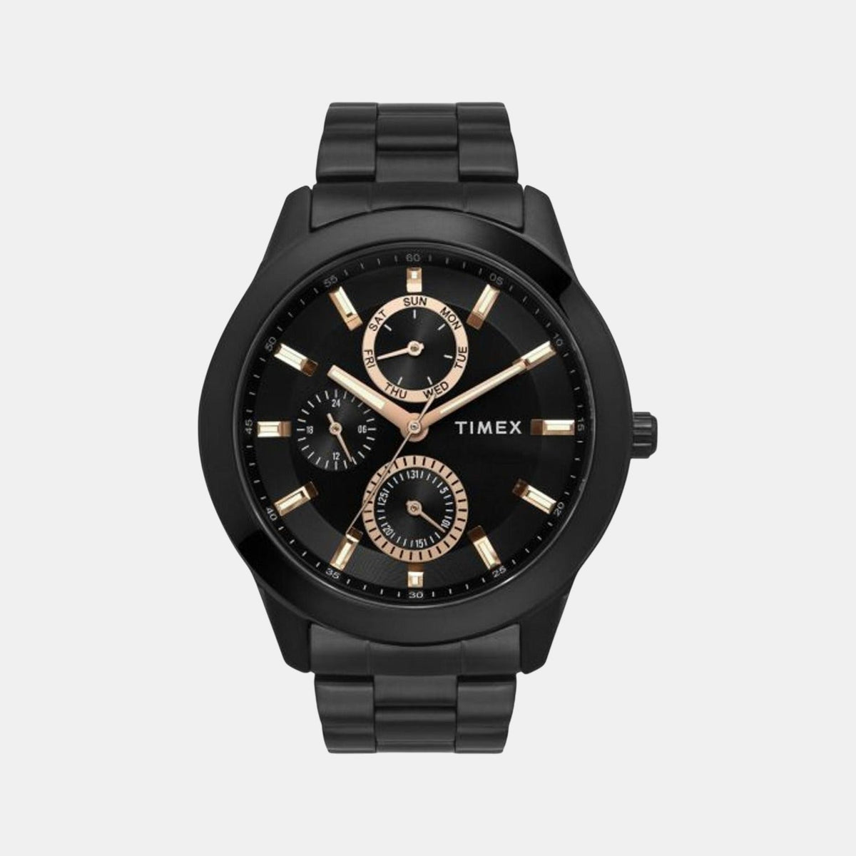 Trendline Men Quartz Black Dial Multi-Function Stainless Steel Watch TWEG18508