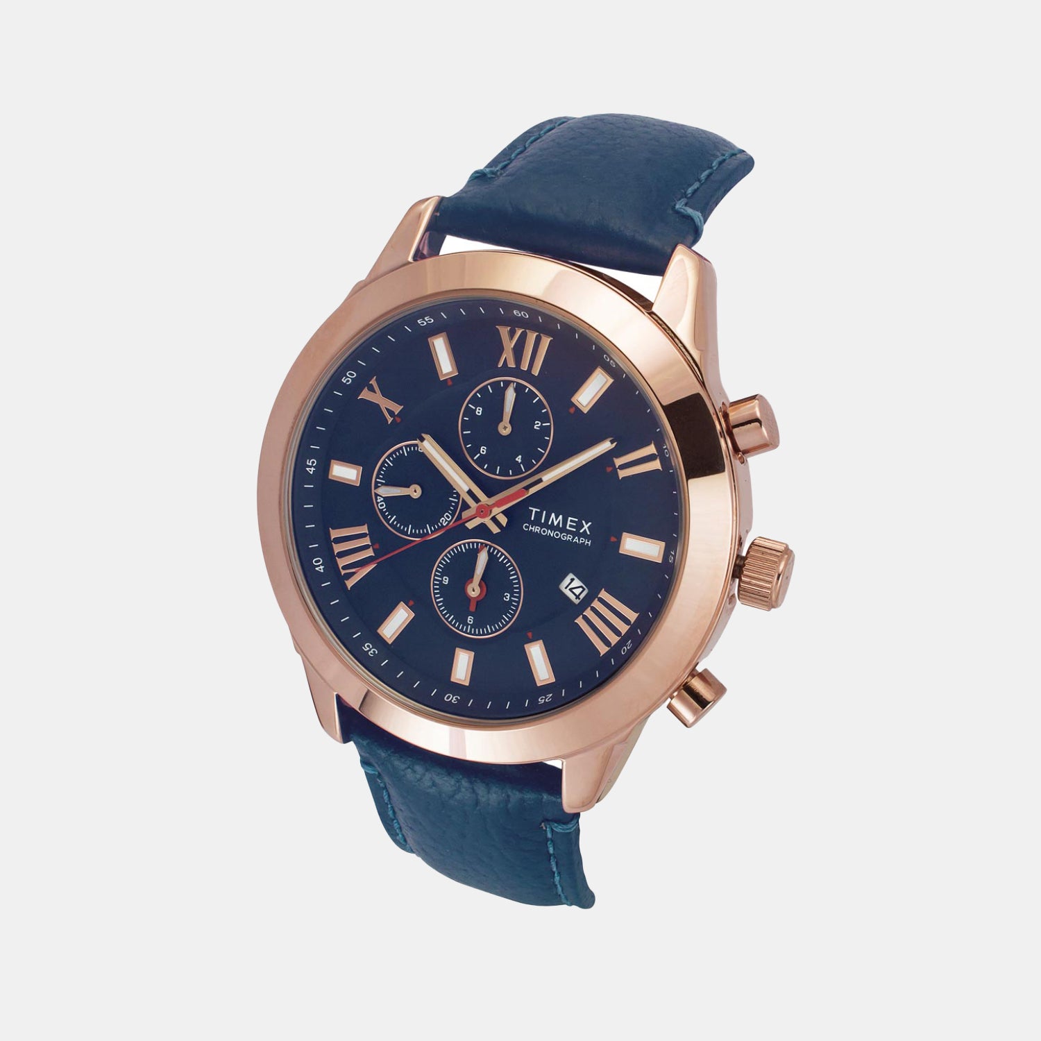 Fashion Men Quartz Blue Dial Multi-Function Leather Watch TWEG18512-EX