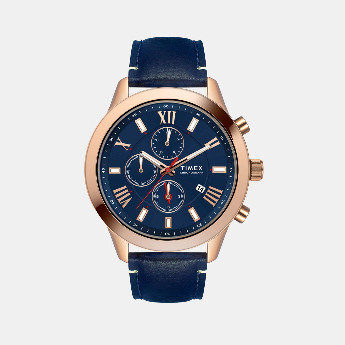 Fashion Men Quartz Blue Dial Multi-Function Leather Watch TWEG18512-EX