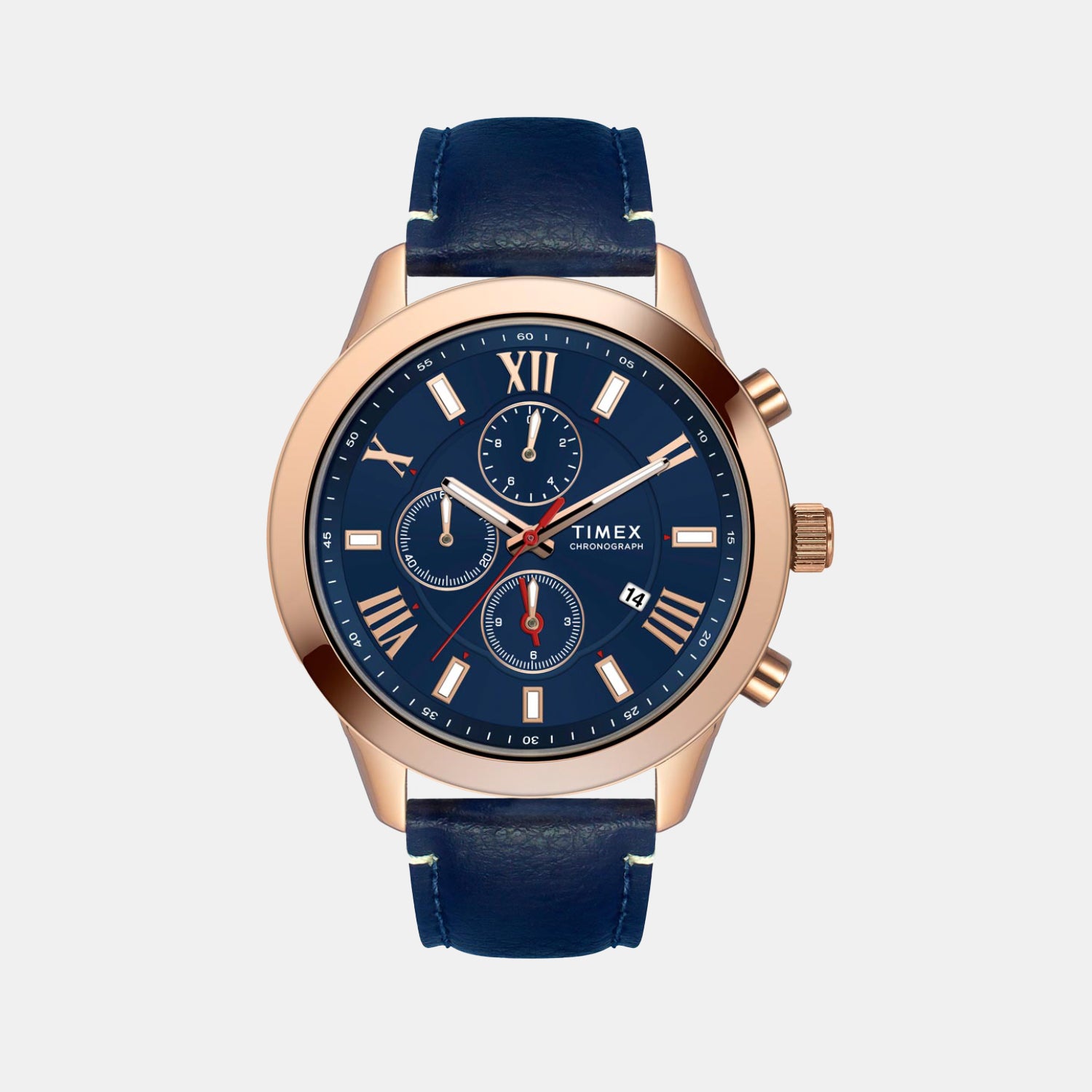 Fashion Men Quartz Blue Dial Multi-Function Leather Watch TWEG18512-EX
