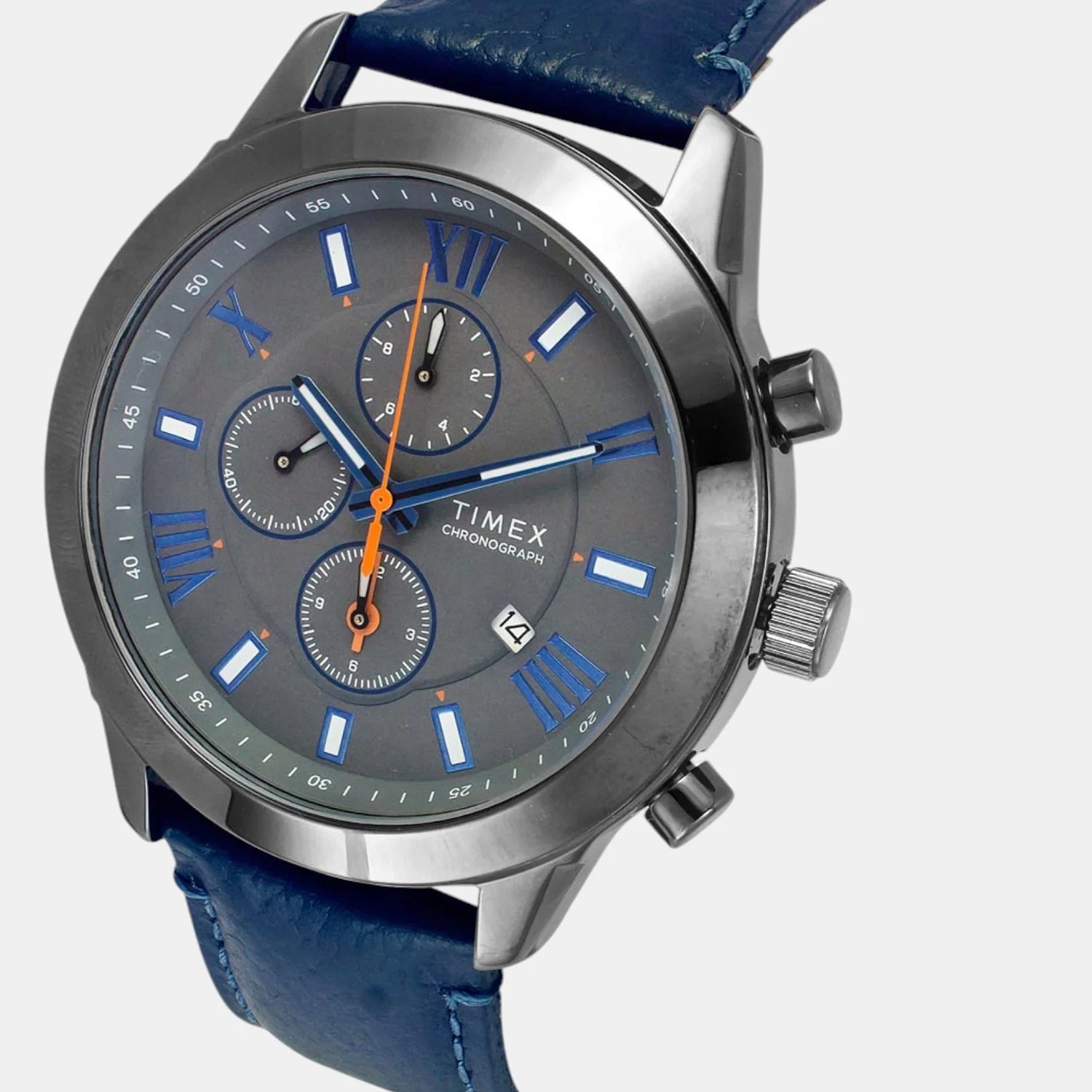 Fashion Men Quartz Grey Dial Chronograph Leather Watch TWEG18513