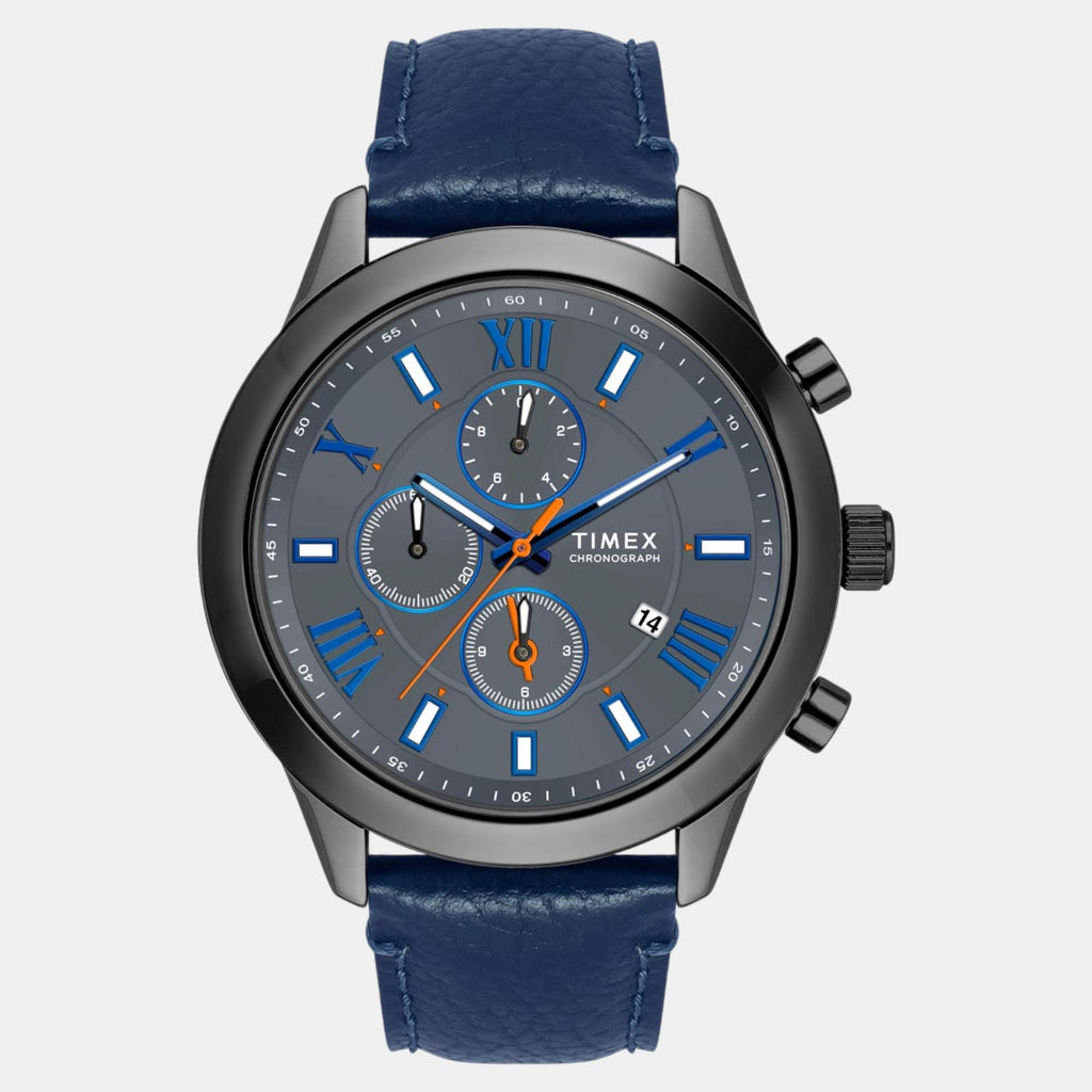 Fashion Men Quartz Grey Dial Chronograph Leather Watch TWEG18513