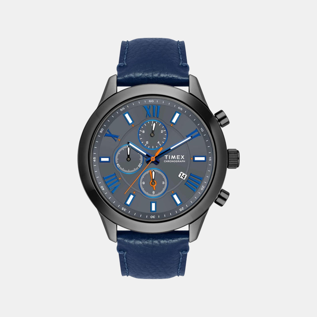 Fashion Men Quartz Grey Dial Chronograph Leather Watch TWEG18513