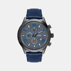 Fashion Men Quartz Grey Dial Chronograph Leather Watch TWEG18513