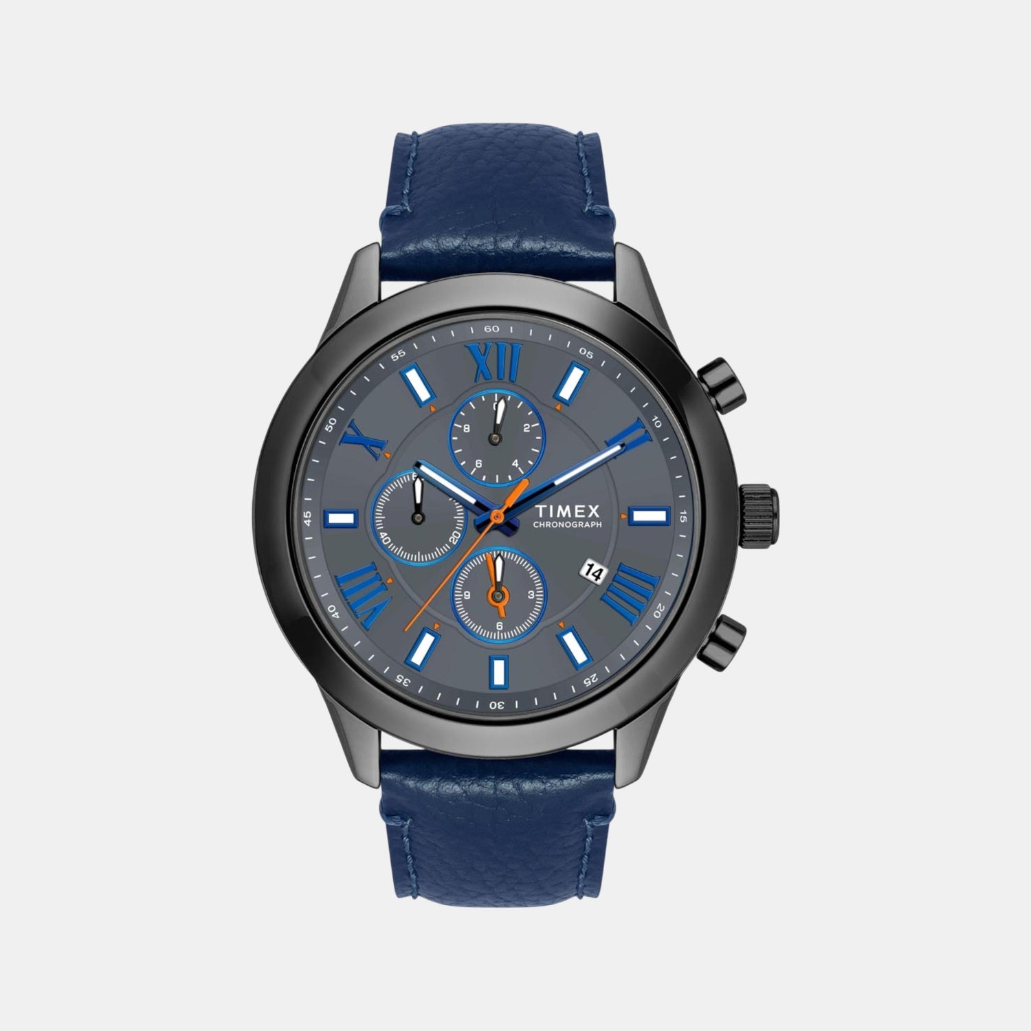 Fashion Men Quartz Grey Dial Chronograph Leather Watch TWEG18513