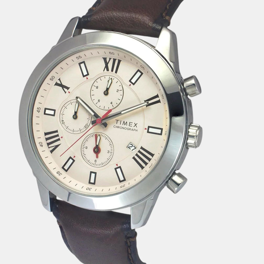 Trendline Men Quartz Grey Dial Chronograph Leather Watch TWEG18514