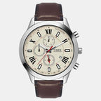 Fashion Men Quartz Warm Grey Dial Chronograph Leather Watch TWEG18514