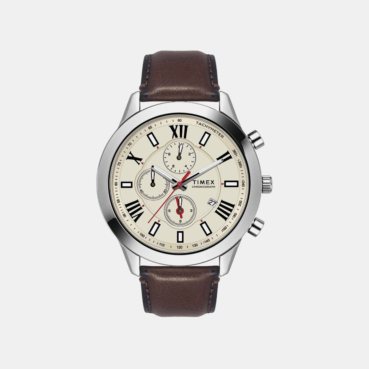 Trendline Men Quartz Grey Dial Multi-Function Leather Watch TWEG18514
