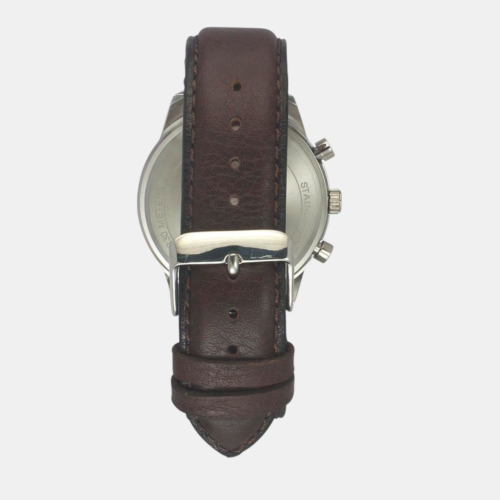 Fashion Men Quartz Warm Grey Dial Chronograph Leather Watch TWEG18514