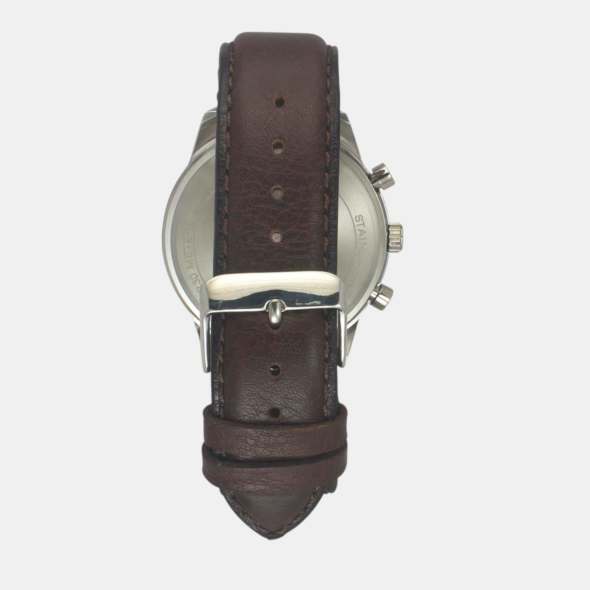 Fashion Men Quartz Warm Grey Dial Chronograph Leather Watch TWEG18514