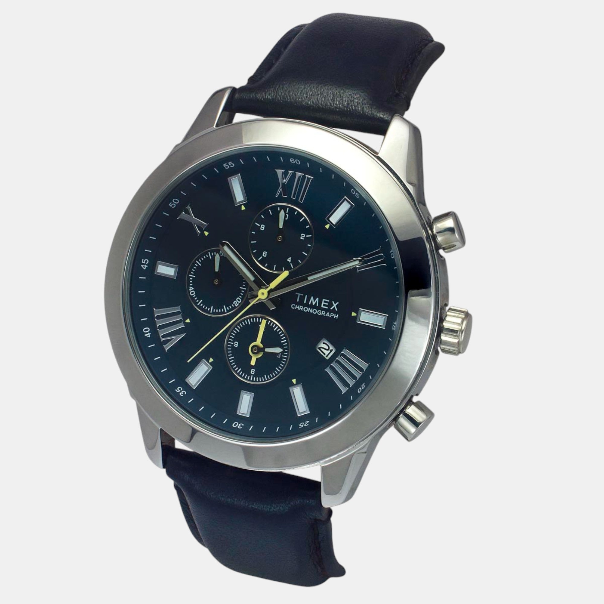 Fashion Men Quartz Teal Dial Chronograph Leather Watch TWEG18515