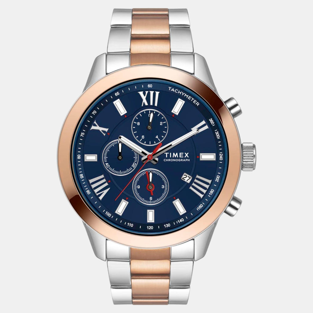 Fashion Men Quartz Blue Dial Chronograph Stainless Steel Watch TWEG18516