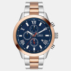Fashion Men Quartz Blue Dial Chronograph Stainless Steel Watch TWEG18516