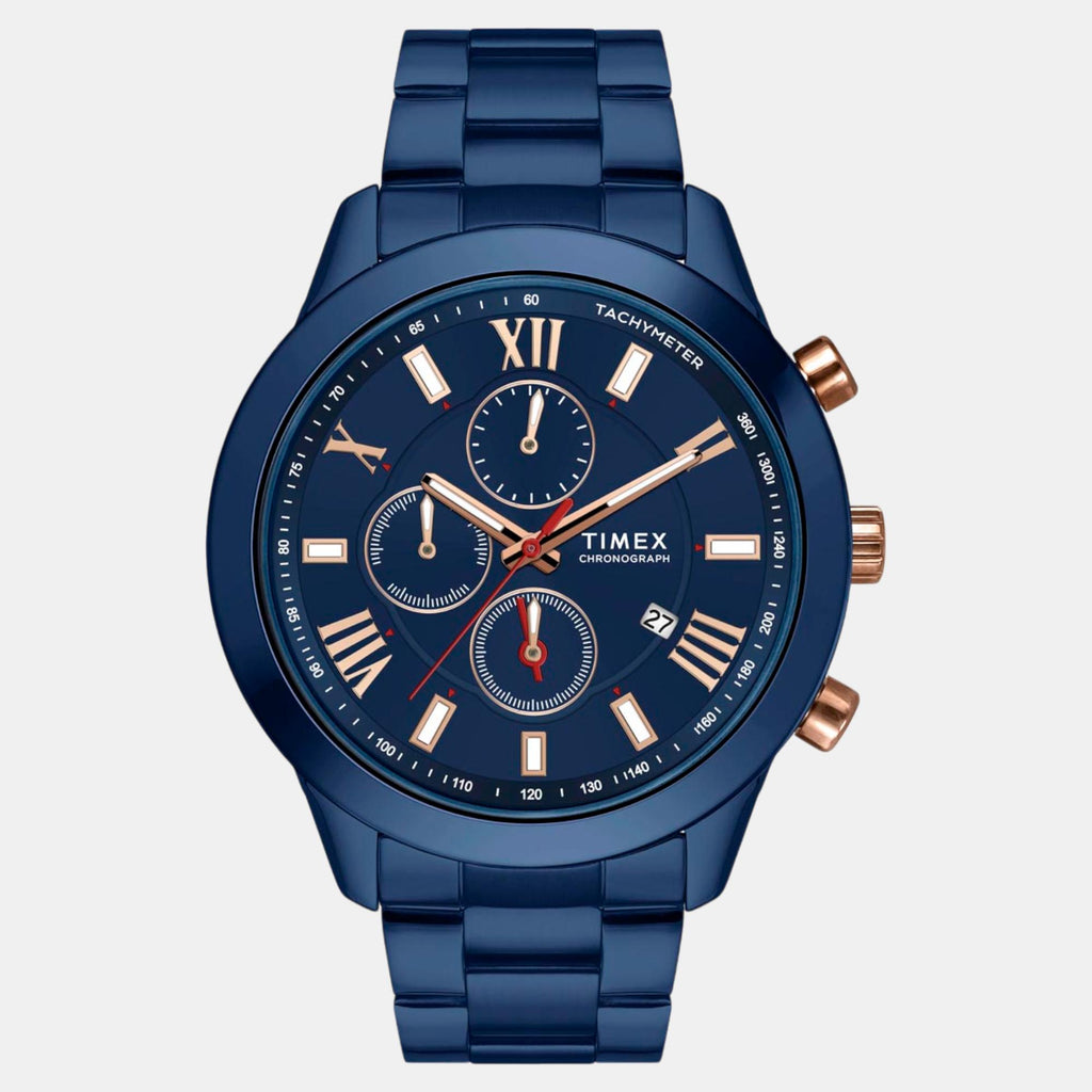 Fashion Men Quartz Blue Dial Chronograph Stainless Steel Watch TWEG18517