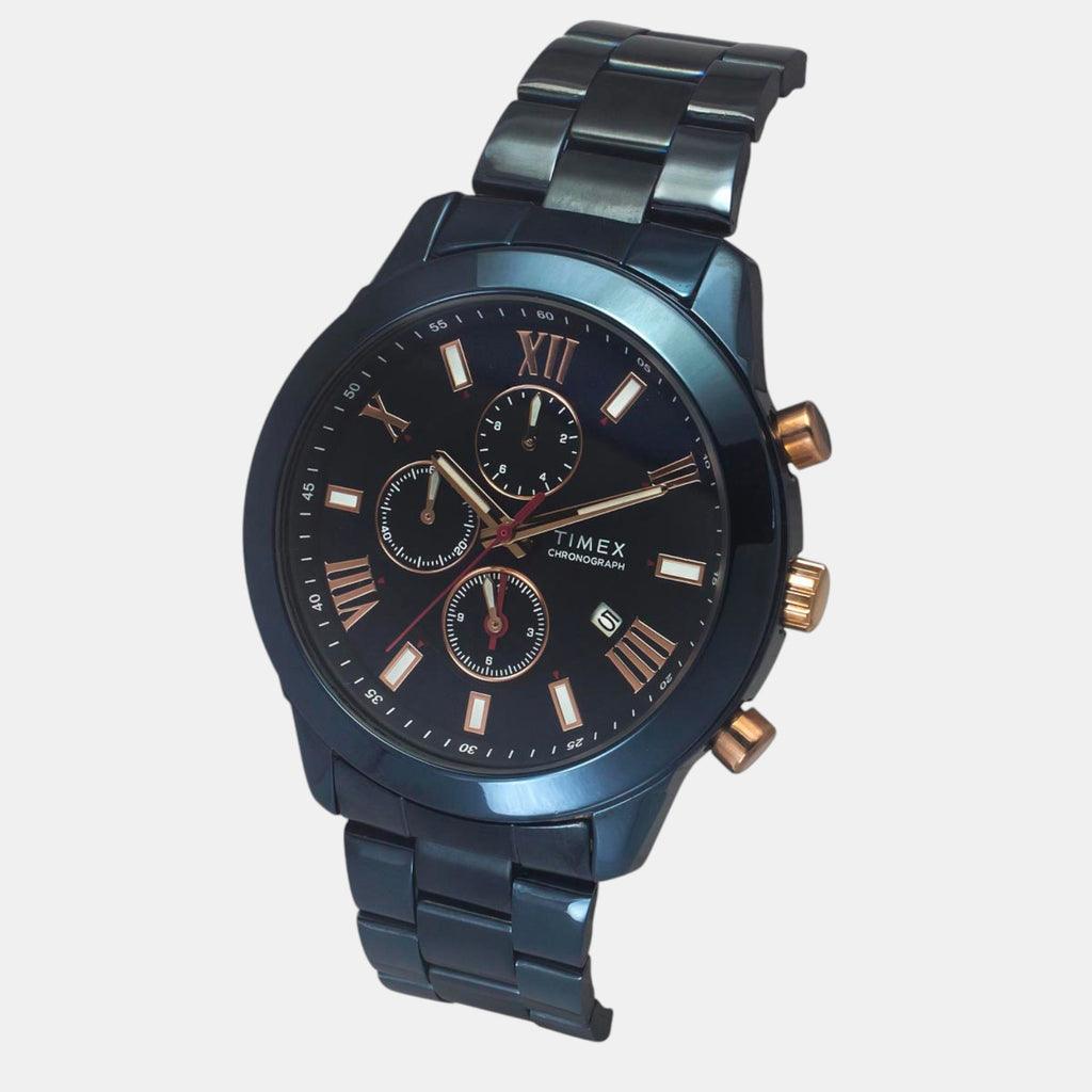 Fashion Men Quartz Blue Dial Chronograph Stainless Steel Watch TWEG18517