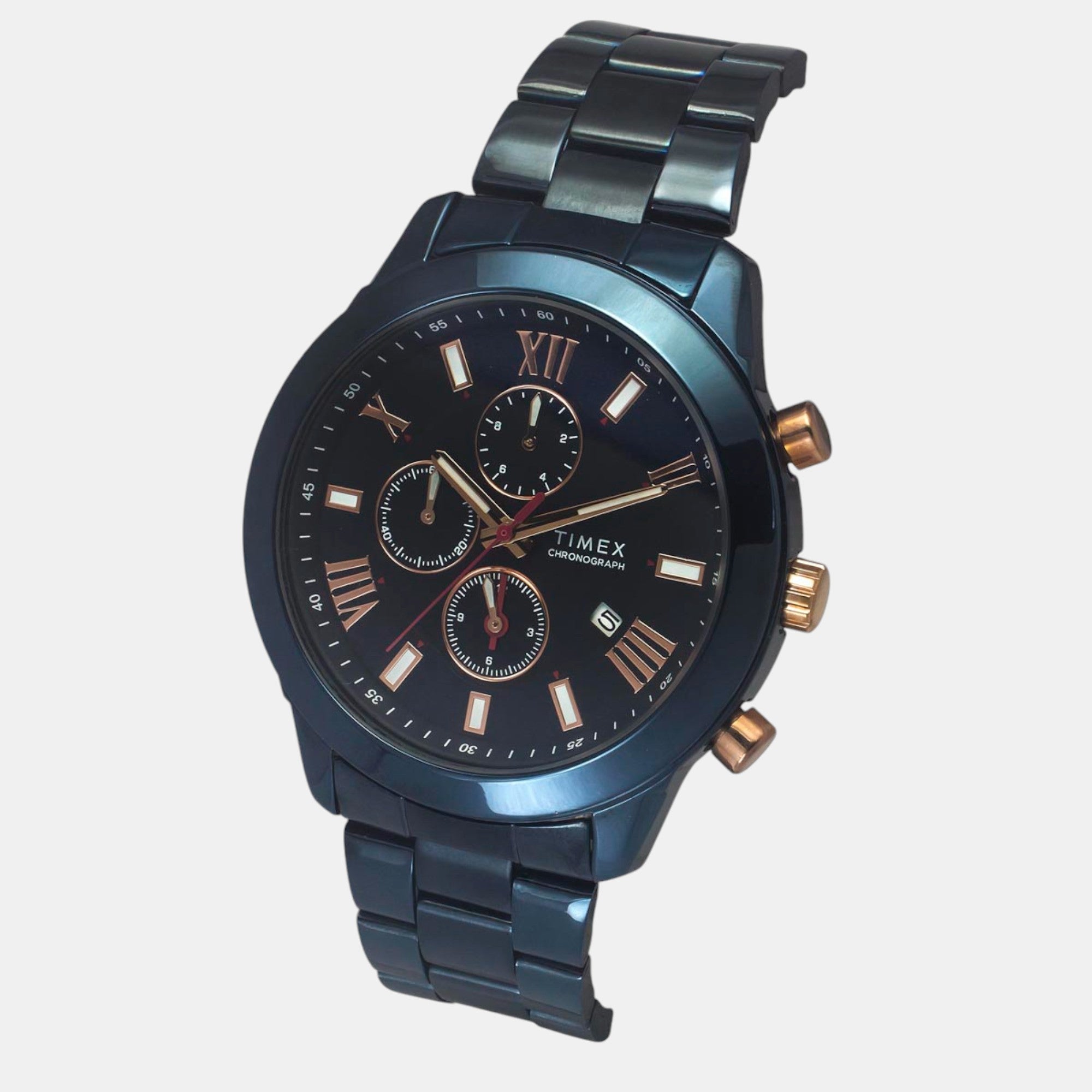 Fashion Men Quartz Blue Dial Chronograph Stainless Steel Watch TWEG18517