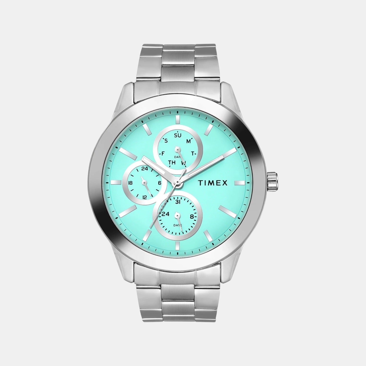 Fashion Men Quartz Tiffany Blue Dial Multi-Function Stainless Steel Watch TWEG18520