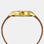 Fashion Men Quartz Champagne Dial Multi-Function Leather Watch TWEG18521