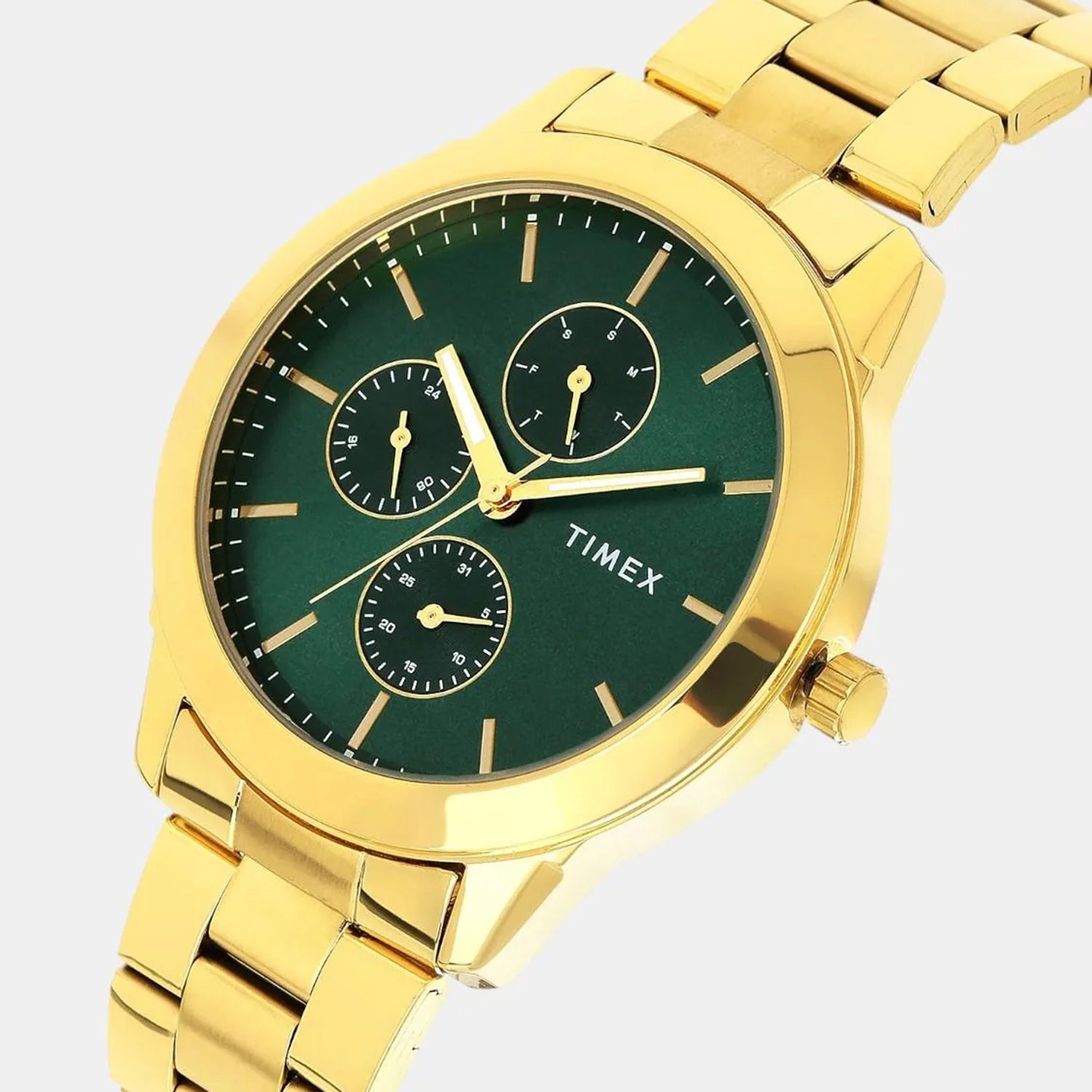 Trendline Men Quartz Green Dial Multi-Function Stainless Steel Watch TWEG18522