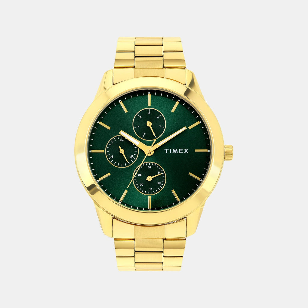 Fashion Men Quartz Green Dial Multi-Function Stainless Steel Watch TWEG18522