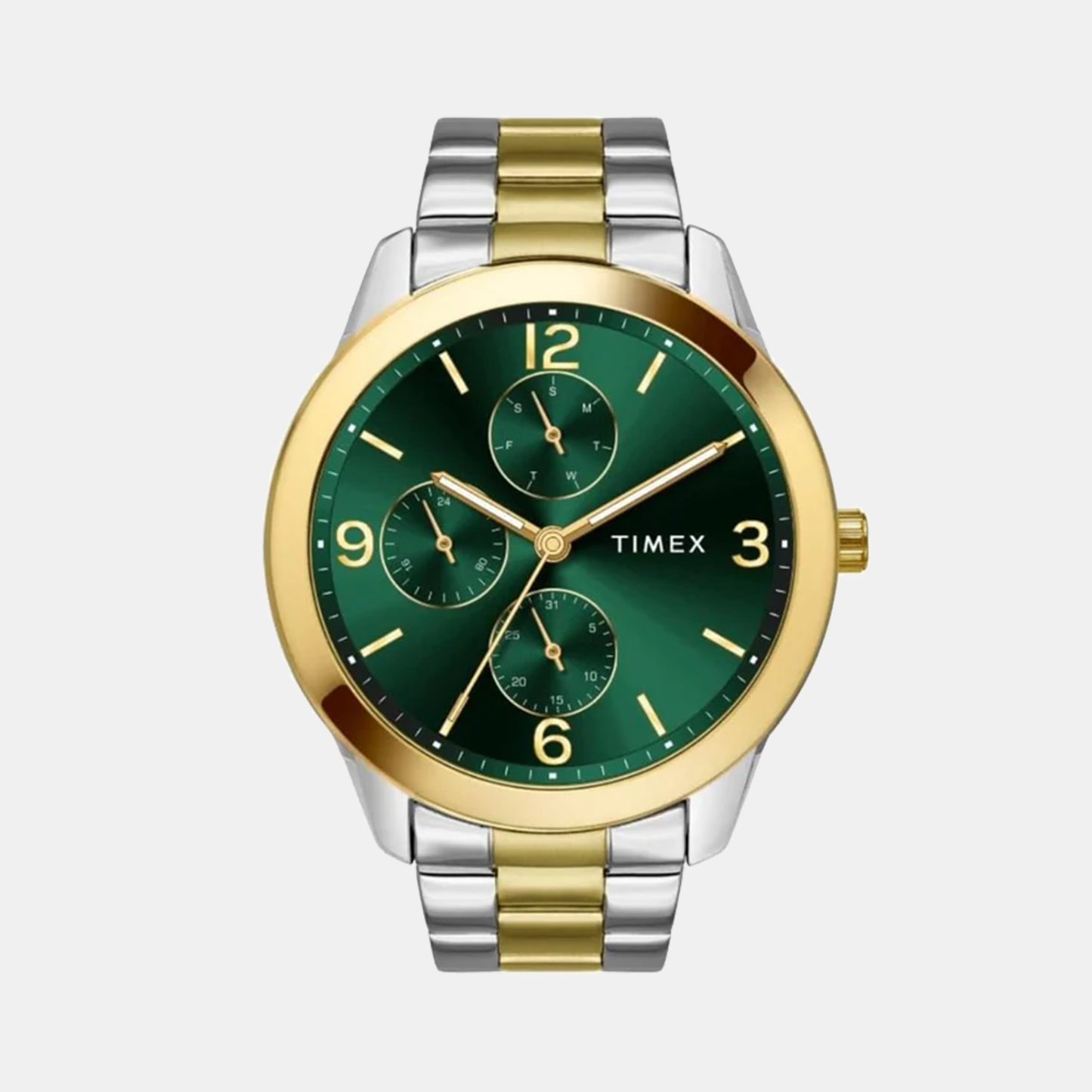 Men Quartz Green Dial Multi-Function Stainless Steel Watch TWEG18525