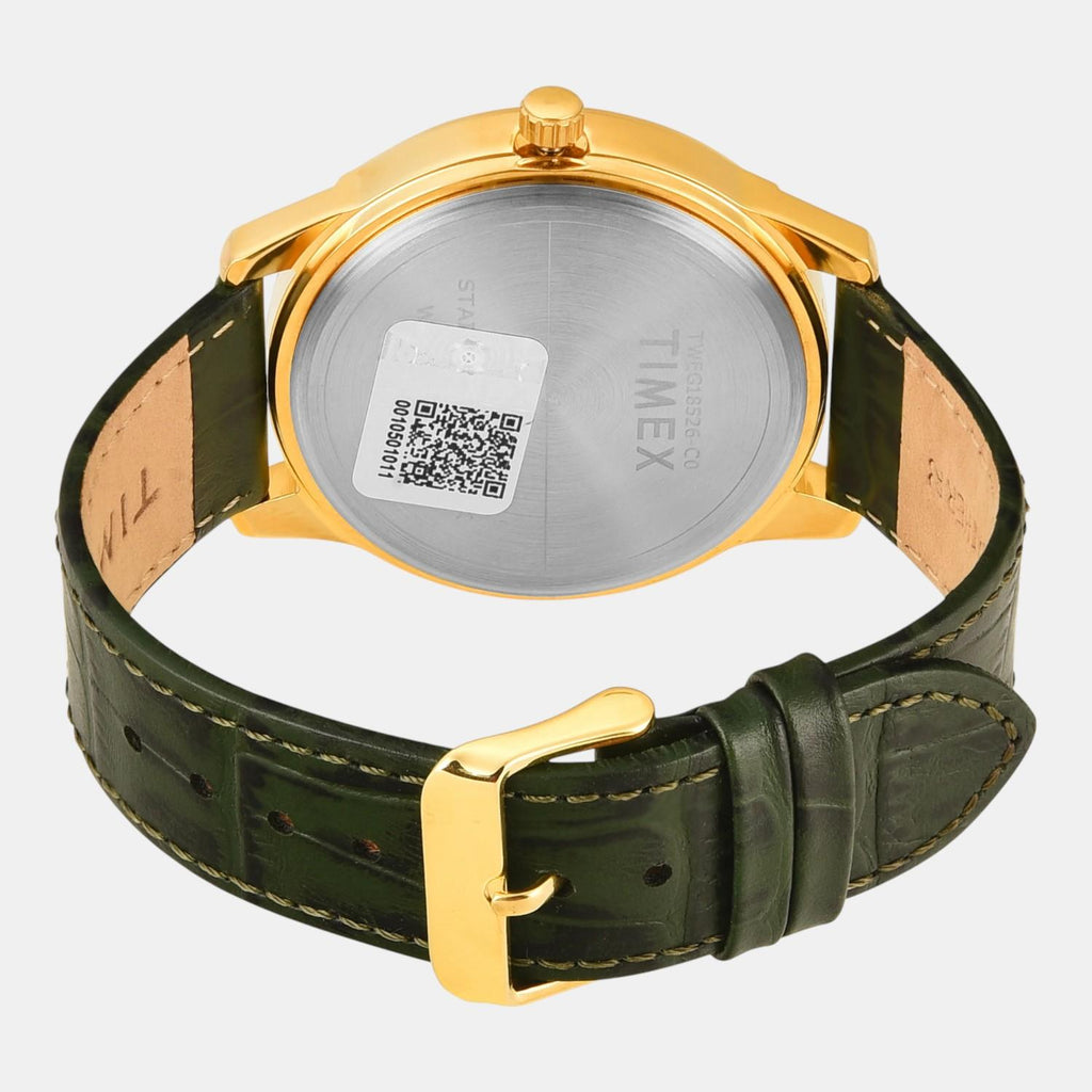 Fashion Men Quartz Champagne Dial Multi-Function Leather Watch TWEG18526