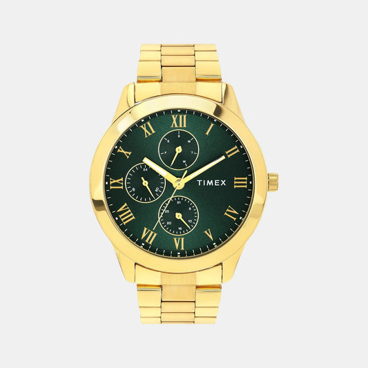 Fashion Men Quartz Green Dial Multi-Function Stainless Steel Watch TWEG18527
