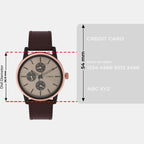 Fashion Men Quartz Brown Dial Multi-Function Leather Watch TWEG18903