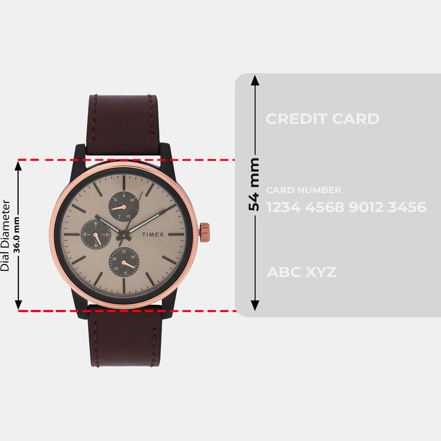 Fashion Men Quartz Brown Dial Multi-Function Leather Watch TWEG18903