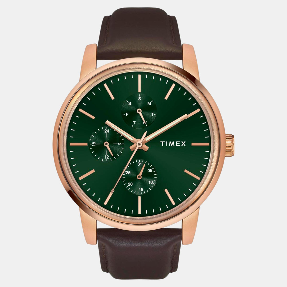 Trendline Men Quartz Green Dial Multi-Function Leather Watch TWEG18905