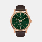 Fashion Men Quartz Green Dial Multi-Function Leather Watch TWEG18905