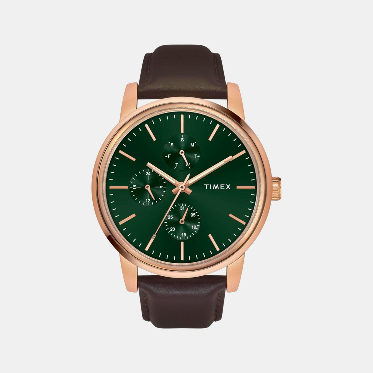 Trendline Men Quartz Green Dial Multi-Function Leather Watch TWEG18905