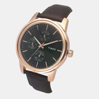 Fashion Men Quartz Green Dial Multi-Function Leather Watch TWEG18905