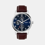 Fashion Men Quartz Blue Dial Multi-Function Leather Watch TWEG18906
