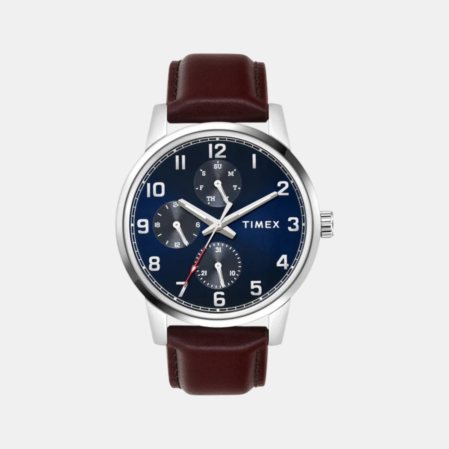 Fashion Men Quartz Blue Dial Multi-Function Leather Watch TWEG18906