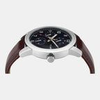 Fashion Men Quartz Blue Dial Multi-Function Leather Watch TWEG18906