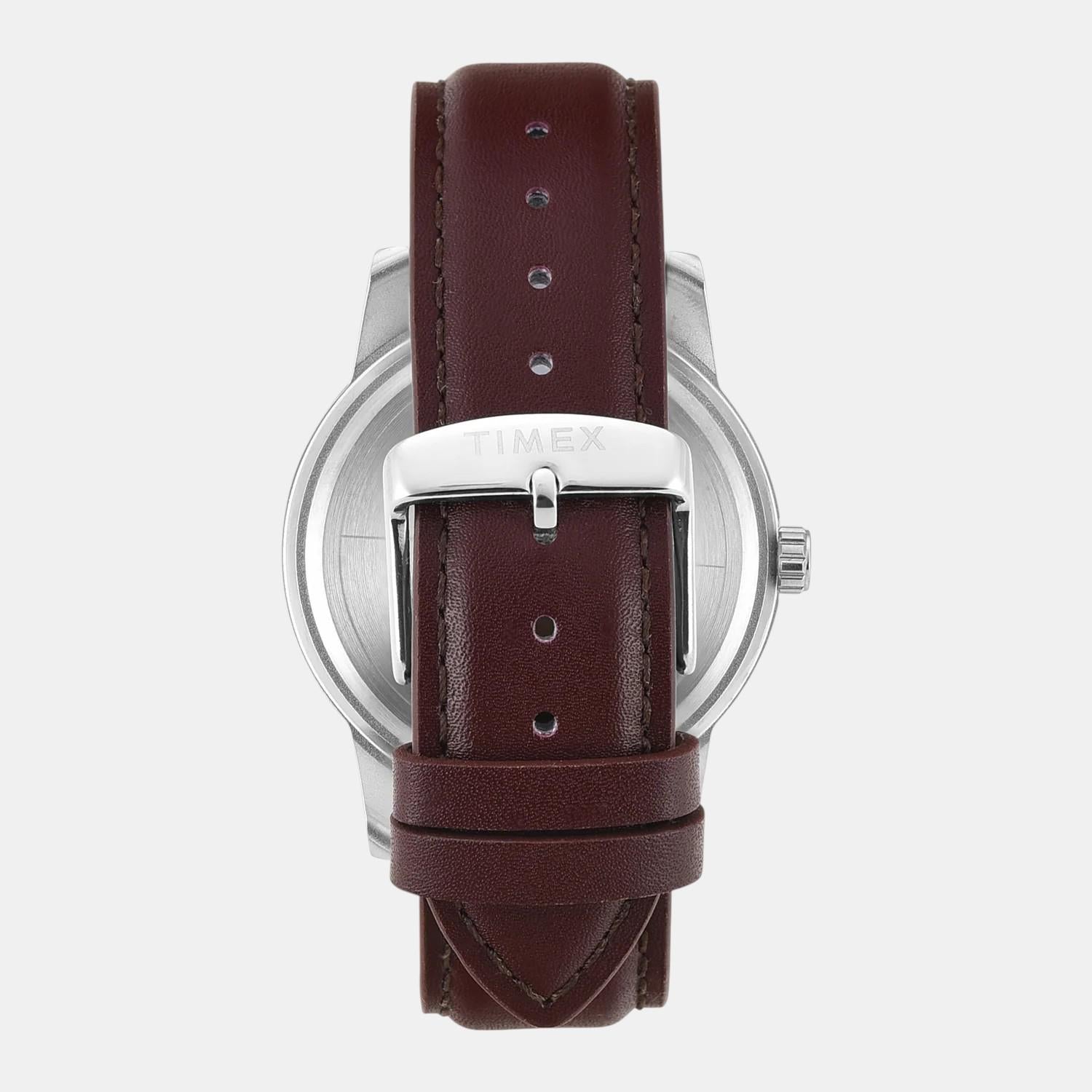 Fashion Men Quartz Blue Dial Multi-Function Leather Watch TWEG18906