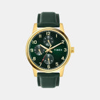 Fashion Men Quartz Green Dial Multi-Function Leather Watch TWEG18907