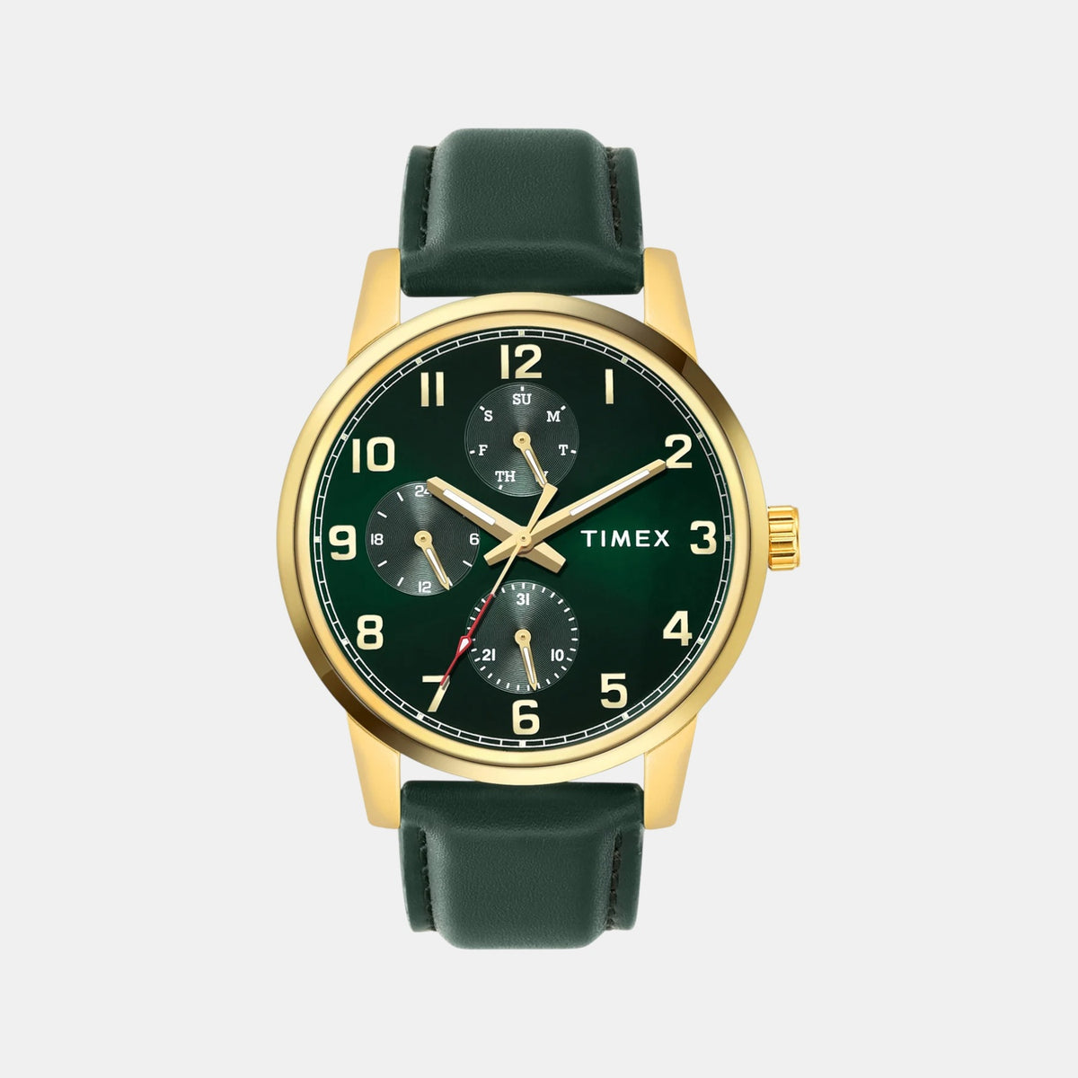 Trendline Men Quartz Green Dial Multi-Function Leather Watch TWEG18907