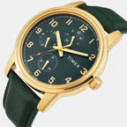 Fashion Men Quartz Green Dial Multi-Function Leather Watch TWEG18907