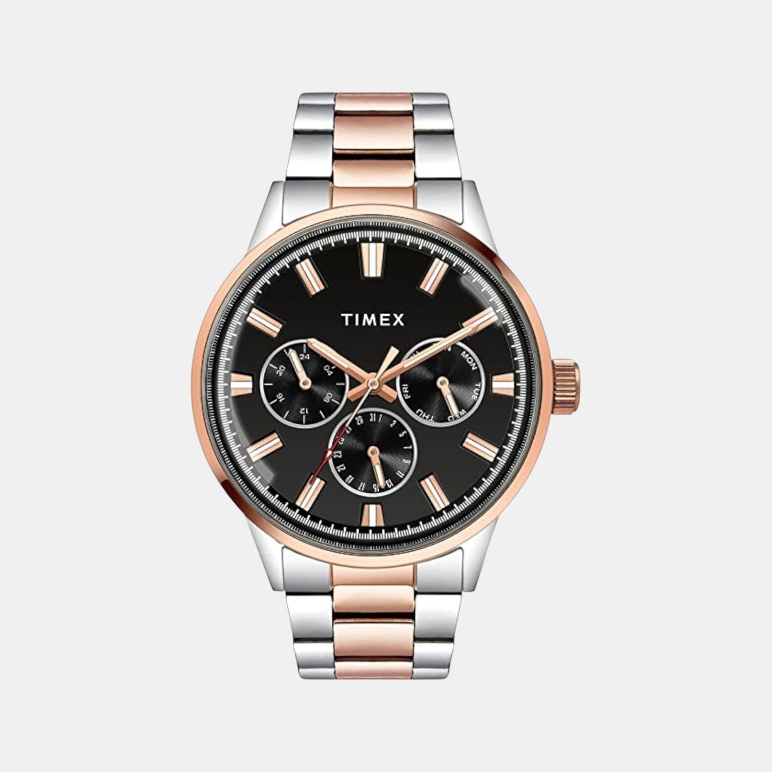 Fashion Men Quartz Black Dial Multi-Function Stainless Steel Watch TWEG19910