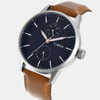 Fashion Men Quartz Blue Dial Multi-Function Leather Watch TWEG19912