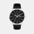 Fashion Men Quartz Black Dial Multi-Function Leather Watch TWEG19915