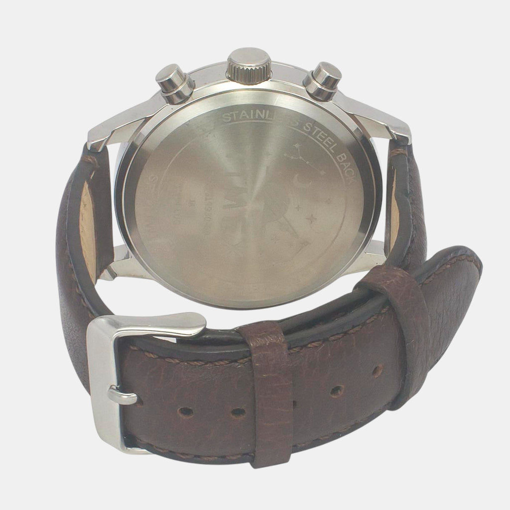 Fashion Men Quartz Salmon Dial Chronograph Leather Watch TWEG19930