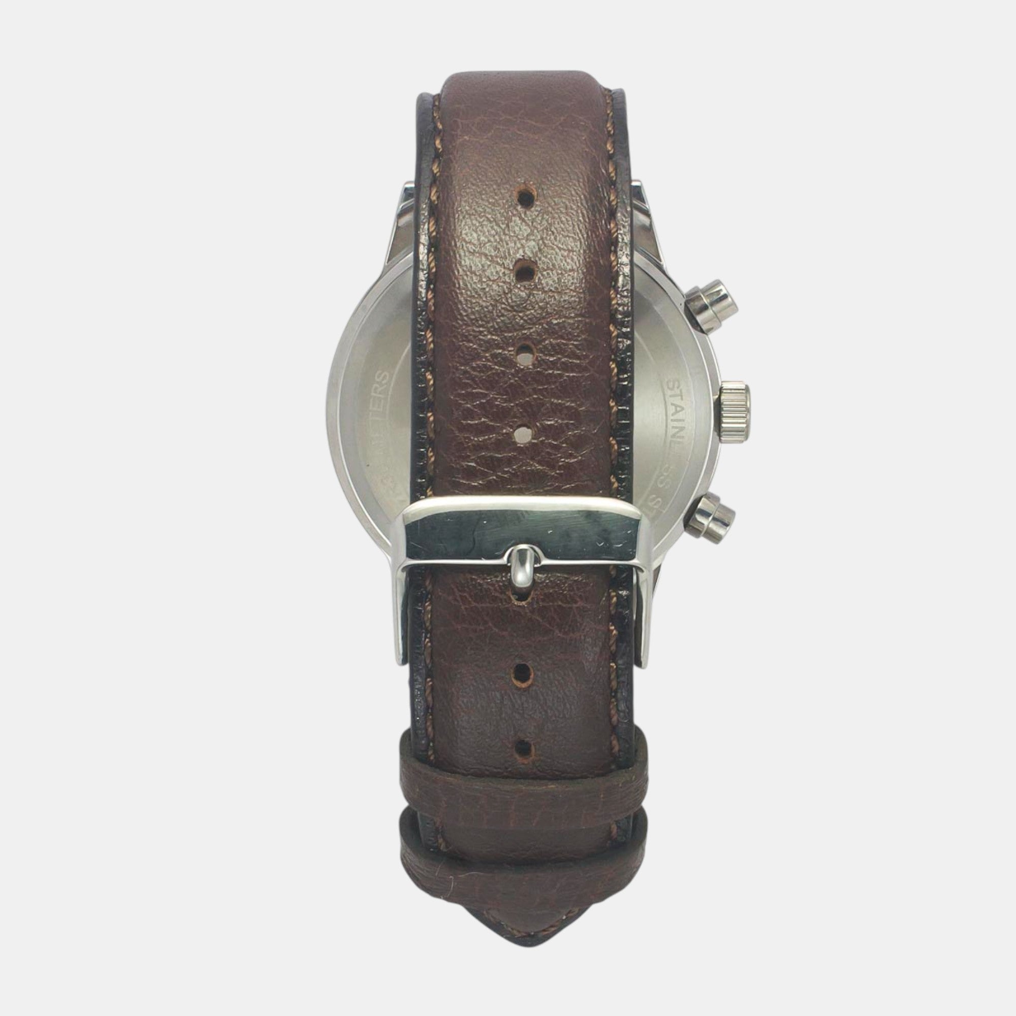 Fashion Men Quartz Salmon Dial Chronograph Leather Watch TWEG19930