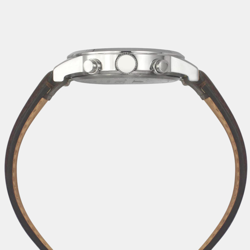 Fashion Men Quartz Salmon Dial Chronograph Leather Watch TWEG19930