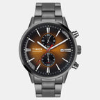 Fashion Men Quartz Orange Dial Chronograph Stainless Steel Watch TWEG19932